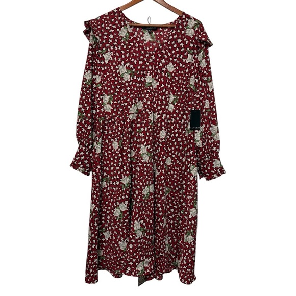 Eloquii Dresses & Skirts - NWT Eloquii Ruffle Puff Sleeve Midi Dress Women's Size 18 Romantic White Rose